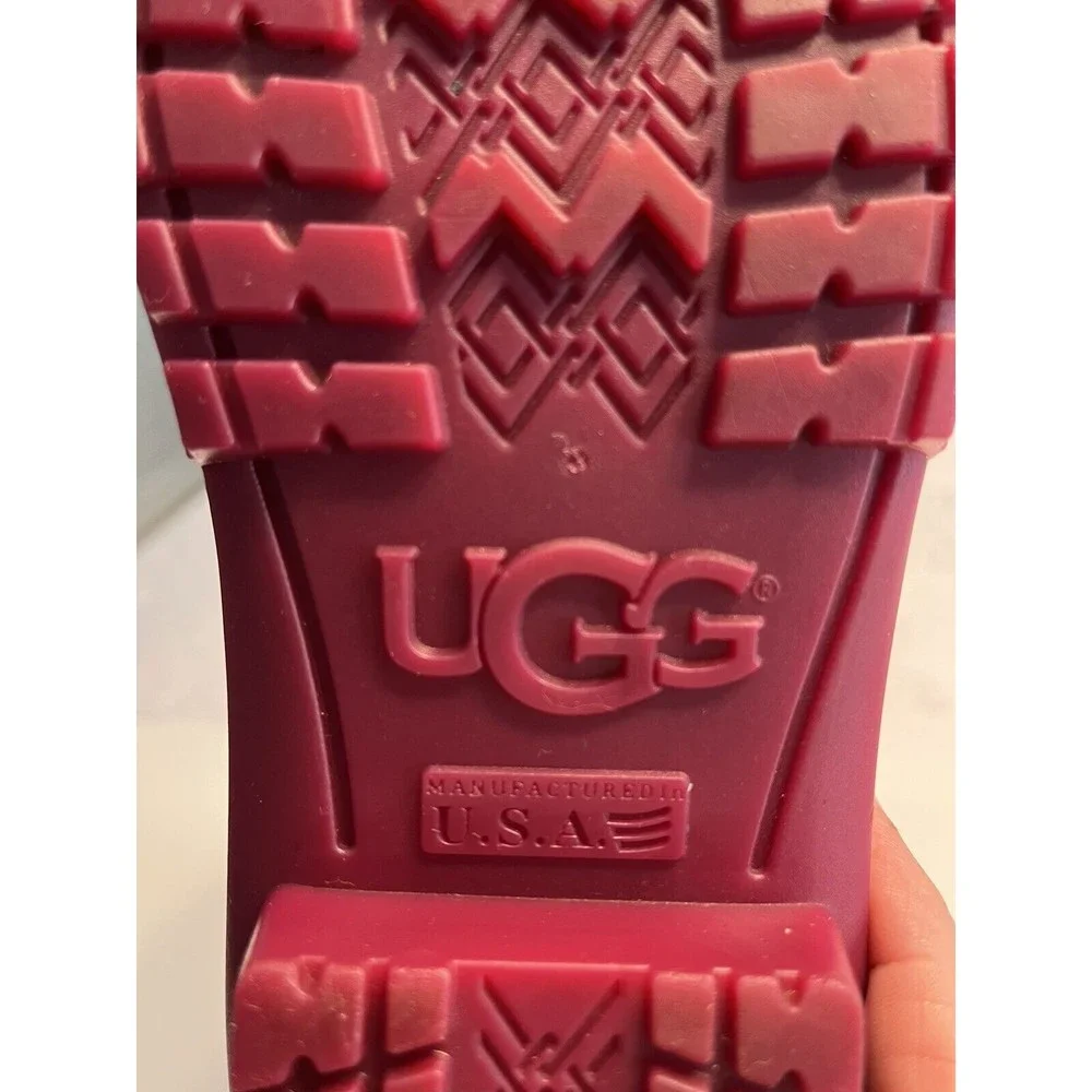 UGG Kids Youth Girls Boots Raana Rubber Rain Waterproof Pink Stars Size 5 ~ USA